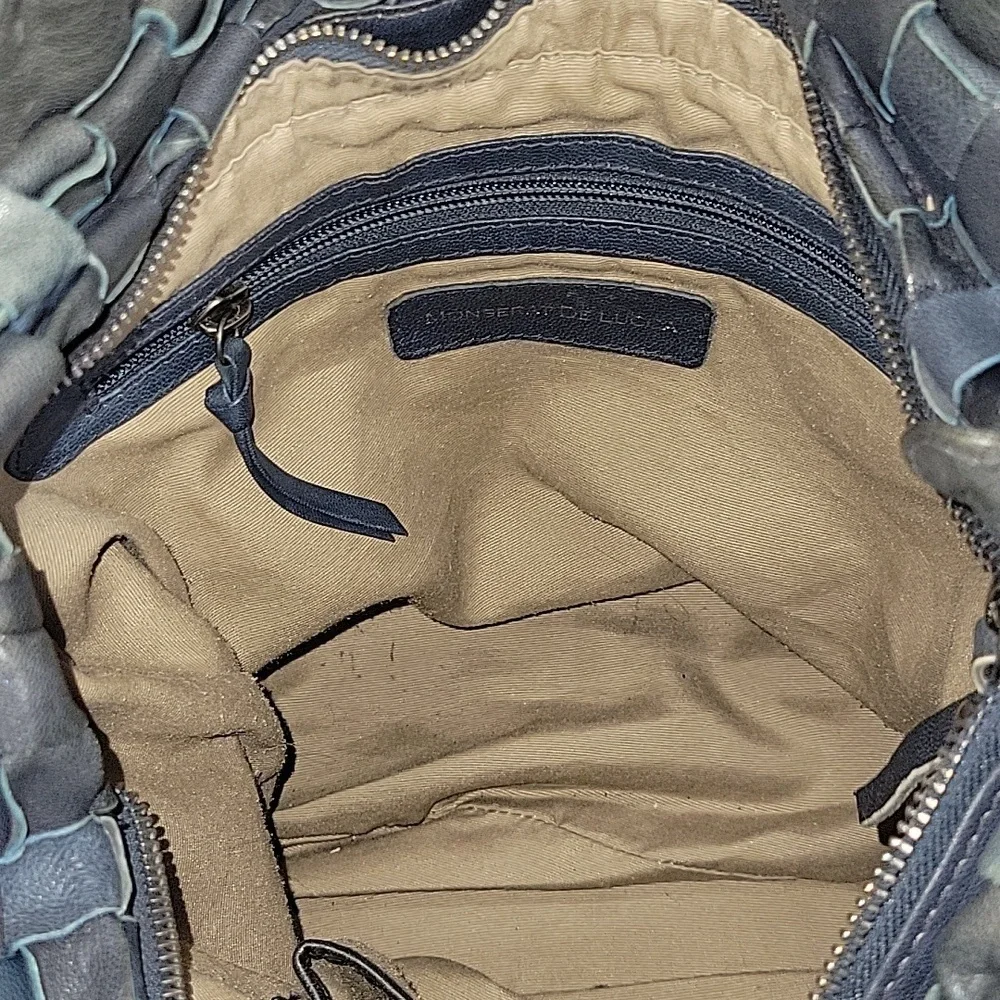 Monserat de Lucca for Anthropologie Blue Woven Leather Tote Bag